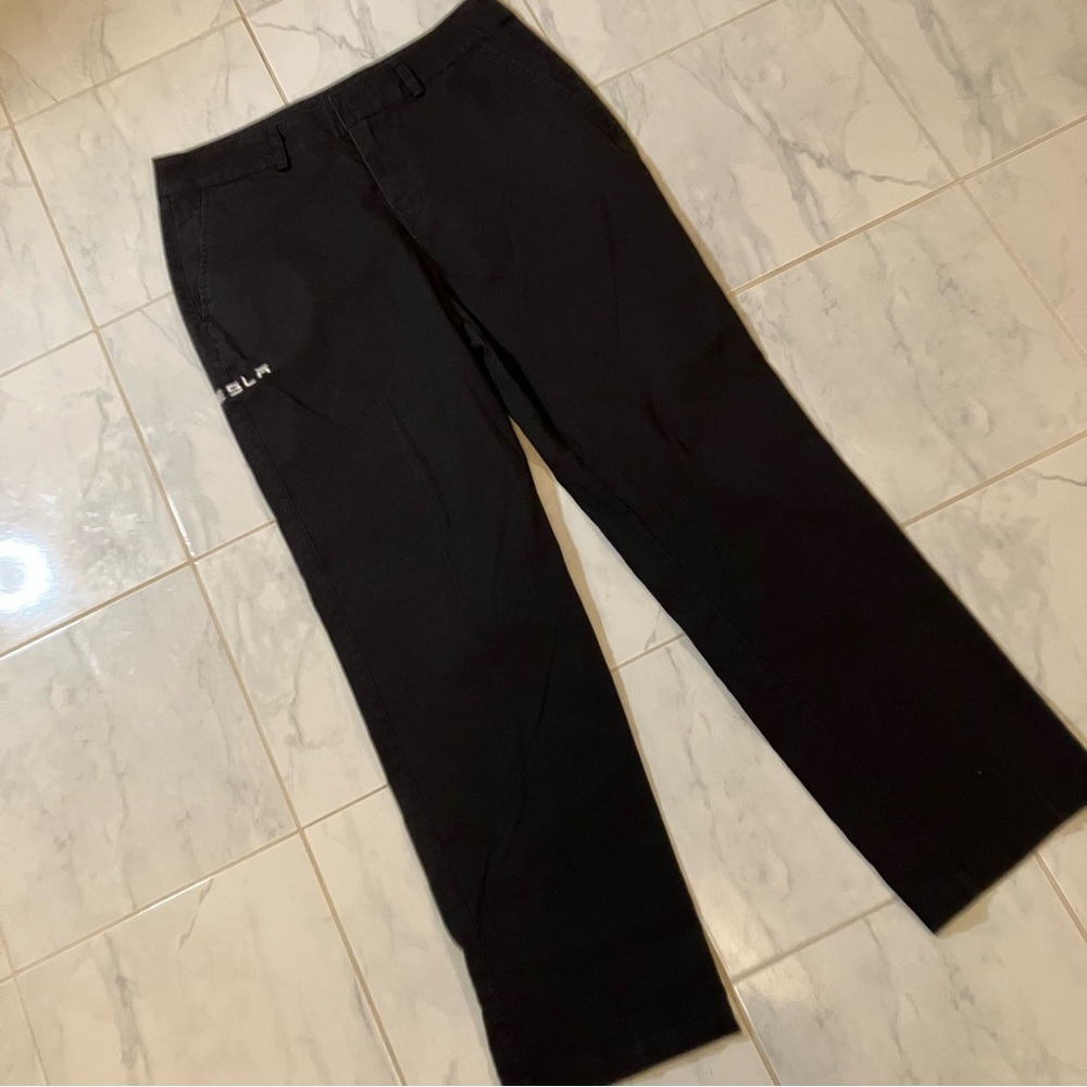 Black Tesla Men's Pants.  Embroidered on side.